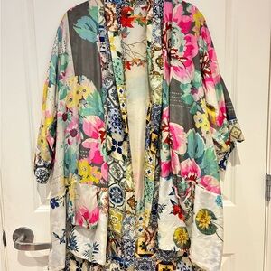 Johnny Was Reversible Silk Floral Kimono Jacket